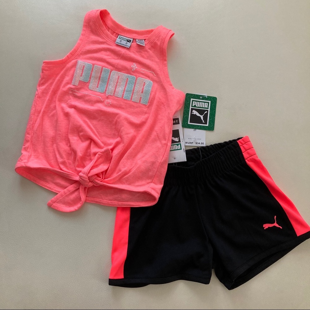Puma sparkly neon cute girl shorts set 2150